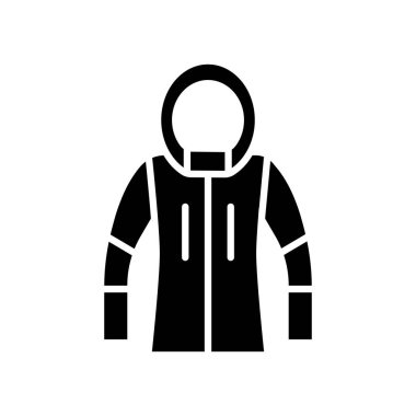 Kışlık Ceket vektör simgesi. Kış işareti. Seyahat ve turizm web sitesi ve uygulama tasarımı, logo, uygulama, UI için grafik sembolü