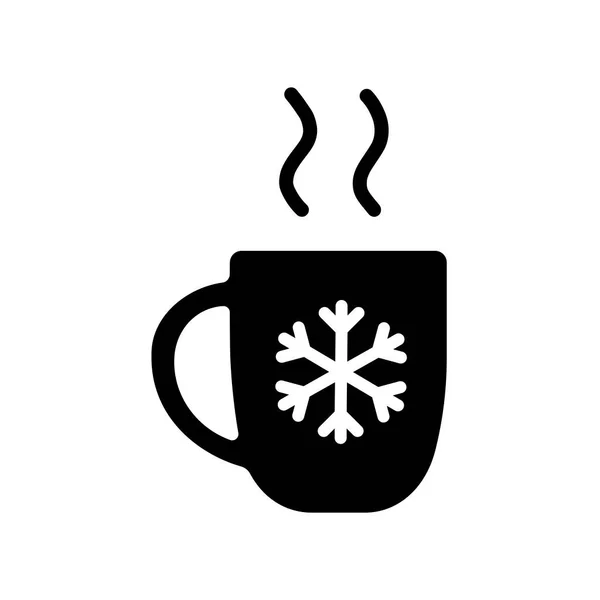 Christmas Hot Coffee Cup Vector Glyph Icon Winter Sign Graph — Stock Vector