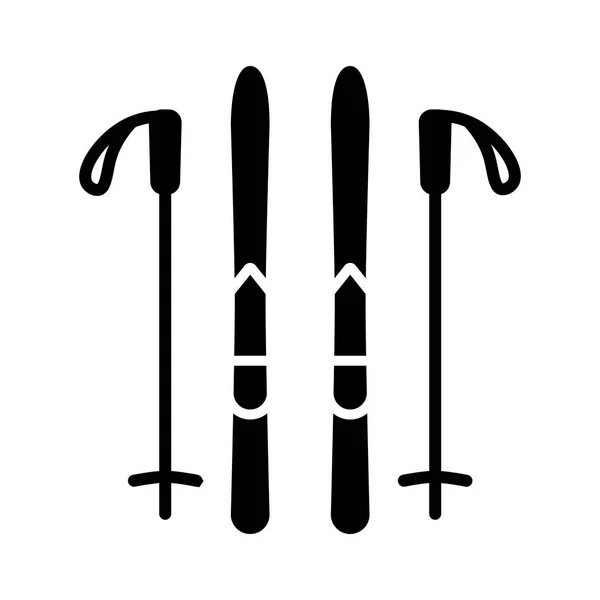 Ski和Stick向量字形图标 冬天的标志旅行和旅游网站和应用程序设计 应用程序 用户界面的图形符号 — 图库矢量图片