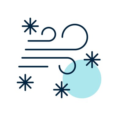 Kar fırtınası vektör simgesi. Kış işareti. Seyahat ve turizm web sitesi ve uygulama tasarımı, logo, uygulama, UI için grafik sembolü