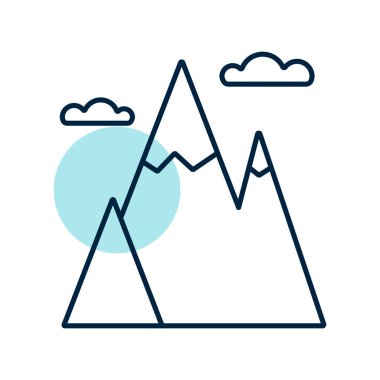 Dağlar vektör simgesi. Doğa işareti. Seyahat ve turizm web sitesi ve uygulama tasarımı, logo, uygulama, UI için grafik sembolü