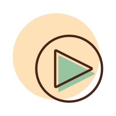 Düz vektör simgesini oynat. Müzik ve ses web sitesi için grafik sembolü ve uygulama tasarımı, logo, uygulama, UI