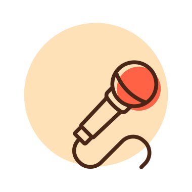 Mikrofon vektör düz simgesi. Müzik işareti. Müzik ve ses web sitesi için grafik sembolü ve uygulama tasarımı, logo, uygulama, UI