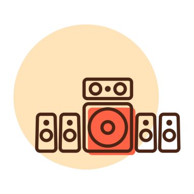 5.1 ses sistemi vektör simgesi. Müzik ve ses web sitesi için grafik sembolü ve uygulama tasarımı, logo, uygulama, UI