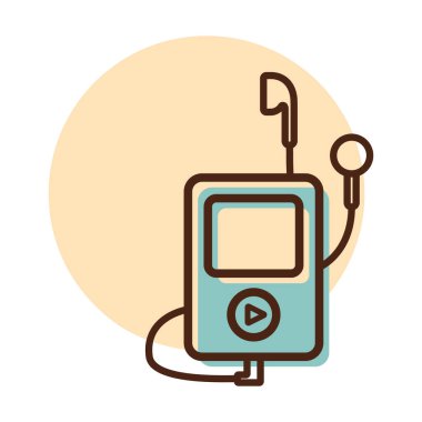 Kulaklık vektör simgesi olan bir ortam oynatıcı. Müzik işareti. Müzik ve ses web sitesi için grafik sembolü ve uygulama tasarımı, logo, uygulama, UI