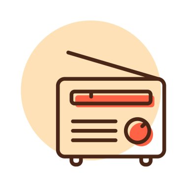 Retro radyo vektör düz simgesi. Müzik ve ses web sitesi için grafik sembolü ve uygulama tasarımı, logo, uygulama, UI