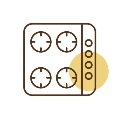 Üst yemek paneli, yüzey. İndüksiyon sobası. Yemek pişirme web sitesi tasarımı, logo, uygulama, Ui için grafik sembolü