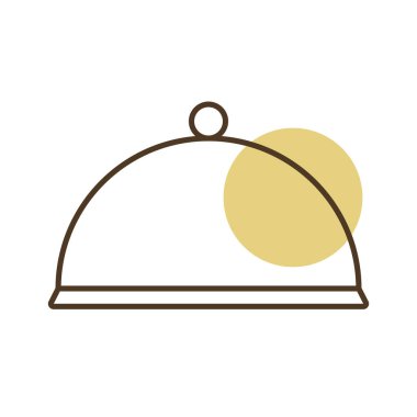 Cloche, yemek tepsisi vektör ikonu. Mutfak aletleri. Yemek pişirme web sitesi tasarımı, logo, uygulama, Ui için grafik sembolü