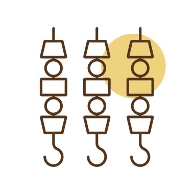 Izgara et kebabı şiş çubuk vektör ikonu. Mutfak aletleri. Yemek pişirme web sitesi tasarımı, logo, uygulama, UI için grafik sembolü