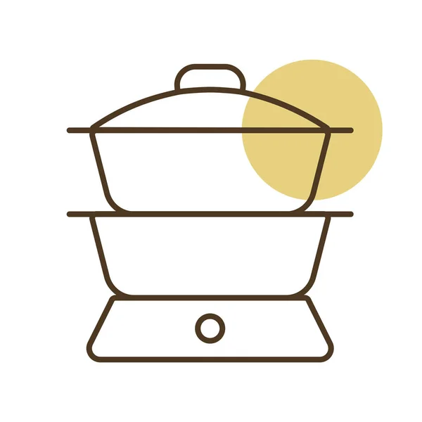 Ícone Vetorial Caldeira Dupla Aparelho Cozinha Símbolo Gráfico Para Cozinhar — Vetor de Stock