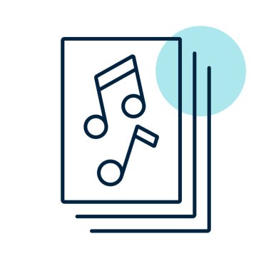 Müzik kitabı ve müzik notaları vektör simgesi. Müzik ve ses web sitesi için grafik sembolü ve uygulama tasarımı, logo, uygulama, UI