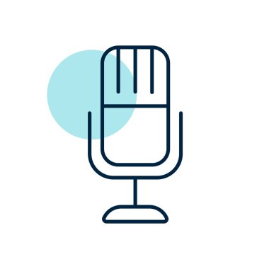 Retro mikrofon vektör düz simgesi. Müzik ve ses web sitesi için grafik sembolü ve uygulama tasarımı, logo, uygulama, UI