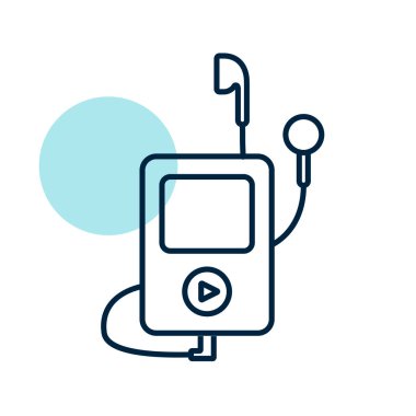 Kulaklık vektör simgesi olan bir ortam oynatıcı. Müzik işareti. Müzik ve ses web sitesi için grafik sembolü ve uygulama tasarımı, logo, uygulama, UI