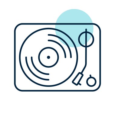 Vinil plak çalar vektör düz simge. Müzik işareti. Müzik ve ses web sitesi için grafik sembolü ve uygulama tasarımı, logo, uygulama, UI