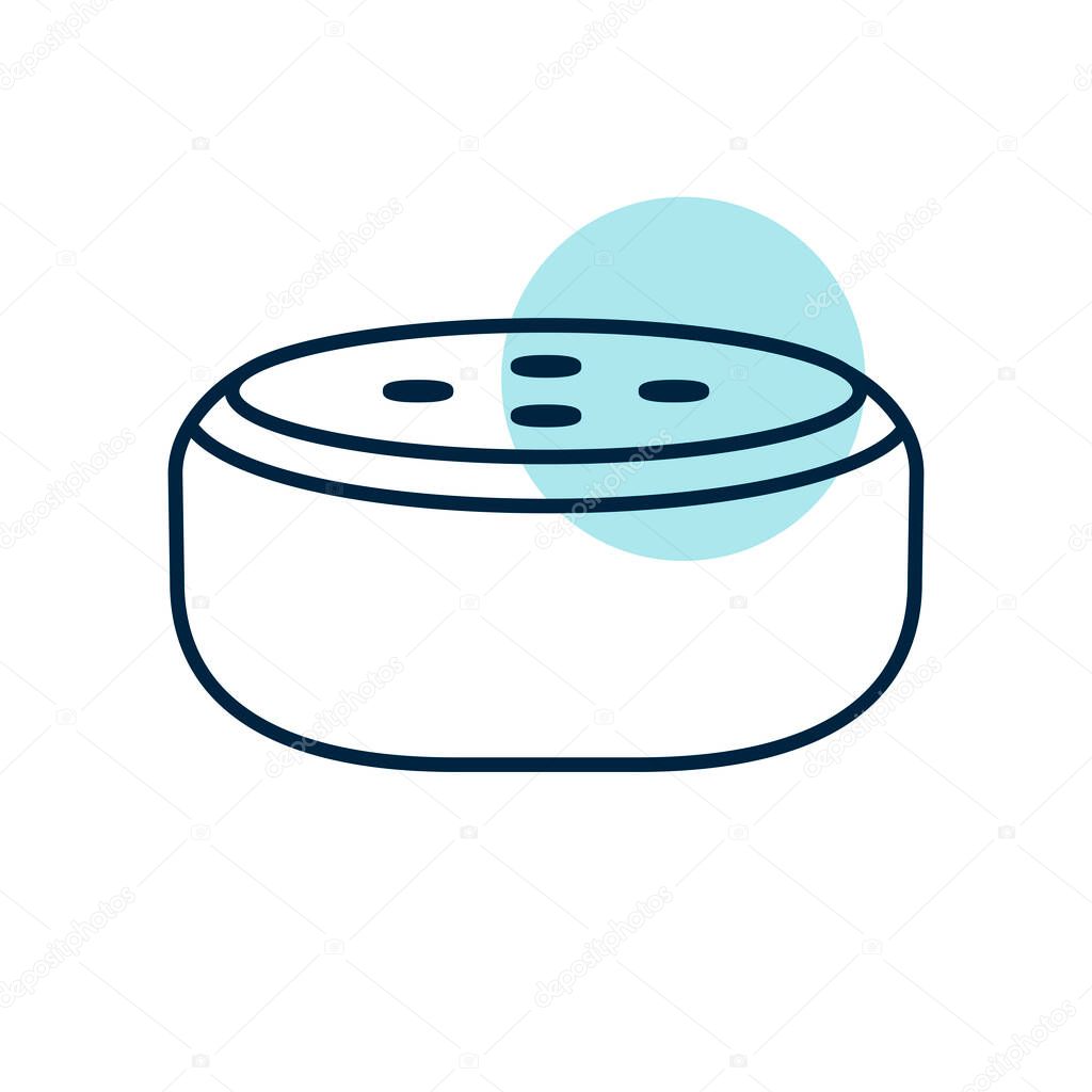 Small smart speaker with voice recognition flat vector icon. Graph symbol for music and sound web site and apps design, logo, app, UI