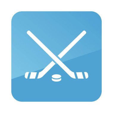 Buz Hokeyi Sopaları ve Puck vektör ikonu. Kış işareti. Seyahat ve turizm web sitesi ve uygulama tasarımı, logo, uygulama, UI için grafik sembolü