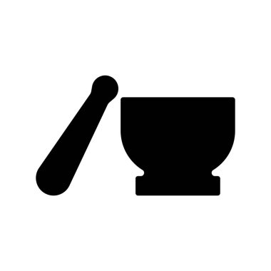 Havan ve Pestle vektör sembolü. Mutfak aletleri. Yemek pişirme web sitesi tasarımı, logo, uygulama, UI için grafik sembolü