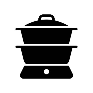 Çift kazan vektör glifleri simgesi. Mutfak aletleri. Yemek pişirme web sitesi tasarımı, logo, uygulama, UI için grafik sembolü