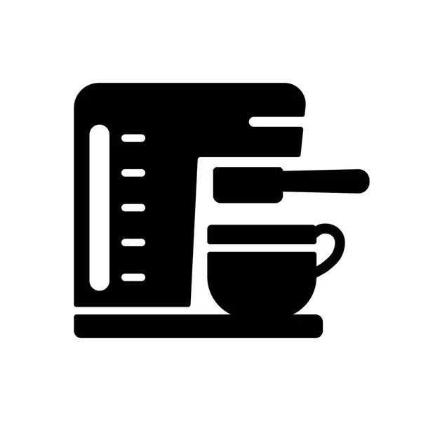 レストラン カフェのためのカップベクトルグリフアイコンとコーヒーマシン 電気台所用品 ウェブサイトのデザイン ロゴを調理するためのグラフシンボル — ストックベクタ