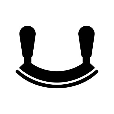 Çift bıçaklı bitki kesici ya da Mezzaluna vektör sembolü. Mutfak aletleri. Yemek pişirme web sitesi tasarımı, logo, uygulama, UI için grafik sembolü