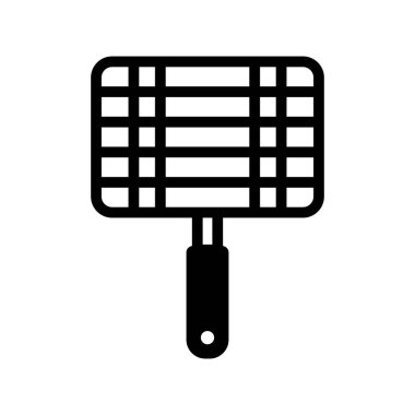Barbekü, ızgara çelik ızgara ızgara şebekesi sembolü. Yemek pişirme web sitesi ve uygulama tasarımı, logo, uygulama, UI için grafik sembolü