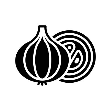 Soğan vektörü sembolü. Barbekü ve bbq ızgara tabelası. Sebze. Yemek pişirme web sitesi ve uygulama tasarımı, logo, uygulama, UI için grafik sembolü