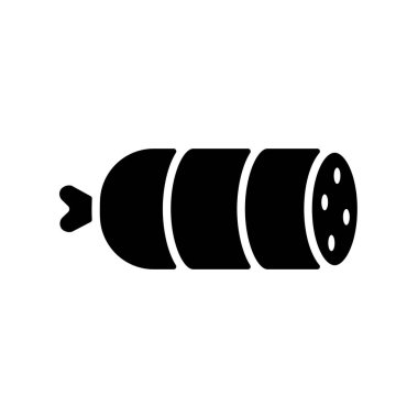 Sosis salam vektör sembolü. Barbekü ve bbq ızgara tabelası. Yemek pişirme web sitesi ve uygulama tasarımı, logo, uygulama, UI için grafik sembolü