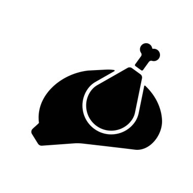 Kızarmış tavuk vektör glifli yemek eti. Barbekü ve bbq ızgara tabelası. Yemek pişirme web sitesi ve uygulama tasarımı, logo, uygulama, UI için grafik sembolü