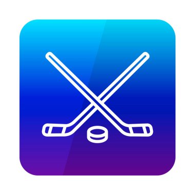 Buz Hokeyi Sopaları ve Puck vektör ikonu. Kış işareti. Seyahat ve turizm web sitesi ve uygulama tasarımı, logo, uygulama, UI için grafik sembolü