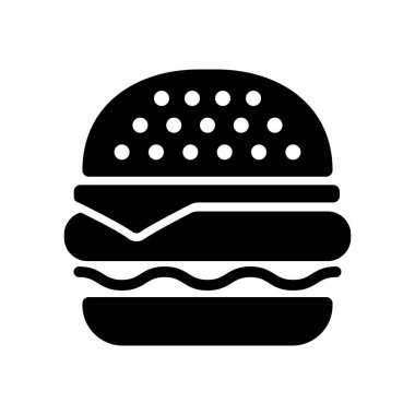 Hamburger vektör sembolü. Fast food burcu. Yemek pişirme web sitesi ve uygulama tasarımı, logo, uygulama, UI için grafik sembolü