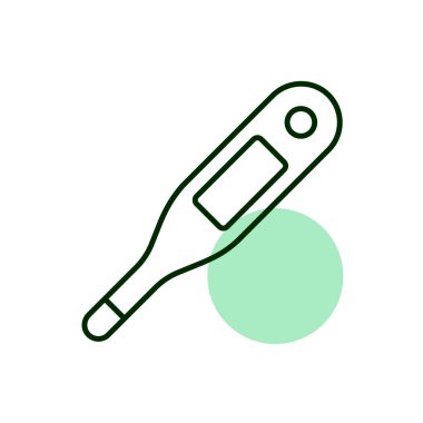 Elektronik tıbbi termometre vektör ikonu. İlaç ve tıbbi destek işareti. Tıbbi web sitesi ve uygulama tasarımı için grafik sembolü, logo, uygulama, UI