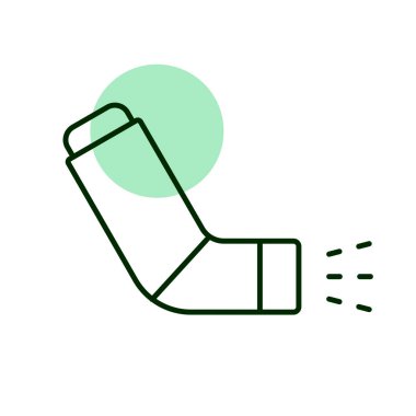 Astım spreyi vektör ikonu. İlaç ve sağlık sigortası, tıbbi destek işareti. Tıbbi web sitesi ve uygulama tasarımı için grafik sembolü, logo, uygulama, UI