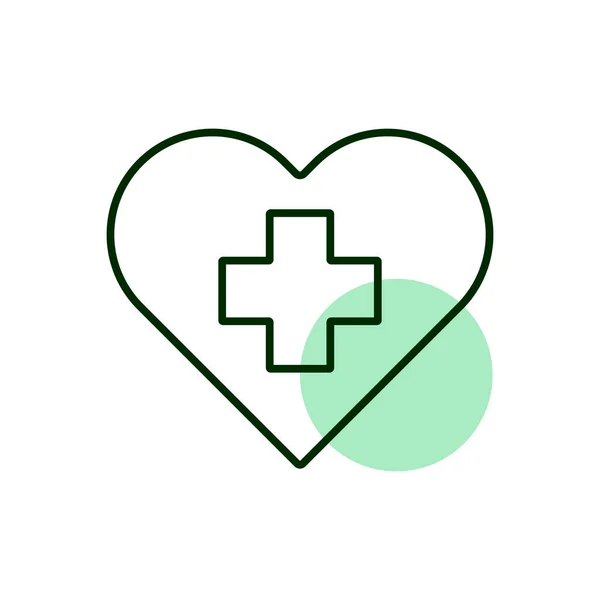 Croix Intérieur Icône Vecteur Cardiaque Médecine Soins Santé Signe Soutien — Image vectorielle