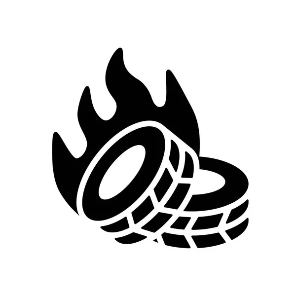 불타는 타이어 바리케이드 아이콘 — 스톡 벡터