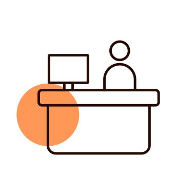 Otel resepsiyon servis vektör simgesi. Seyahat ve turizm web sitesi ve uygulama tasarımı, logo, uygulama, UI için grafik sembolü