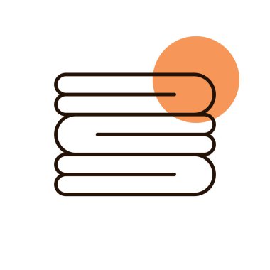Katlanmış banyo havlusu ya da peçete vektör ikonu yığını. Otel tabelası. Seyahat ve turizm web sitesi ve uygulama tasarımı, logo, uygulama, UI için grafik sembolü