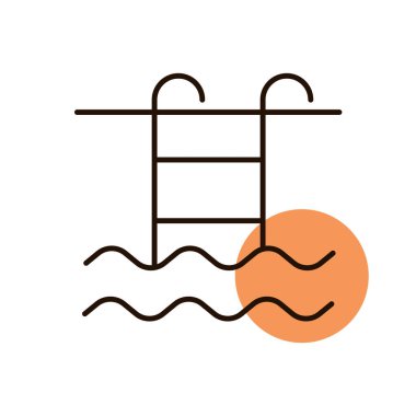 Yüzme havuzu düz vektör ikonu. Seyahat ve turizm web sitesi ve uygulama tasarımı, logo, uygulama, UI için grafik sembolü