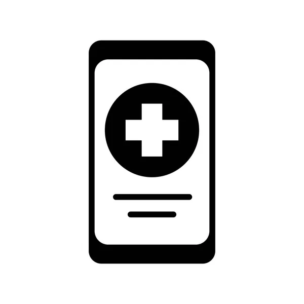 Smartphone Con Icono Glifo Vector Cruzado Médico Signo Medicina Apoyo — Vector de stock