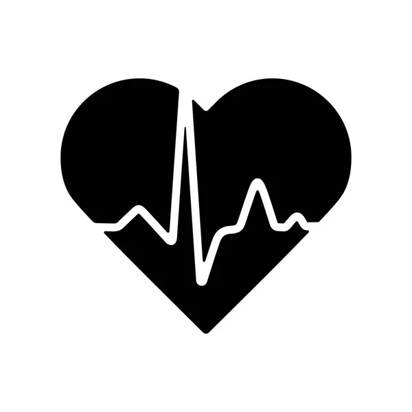 Cardiograma Cardíaco Vetor Batimento Cardíaco Ícone Glifo Sinal Medicina Assistência — Vetor de Stock