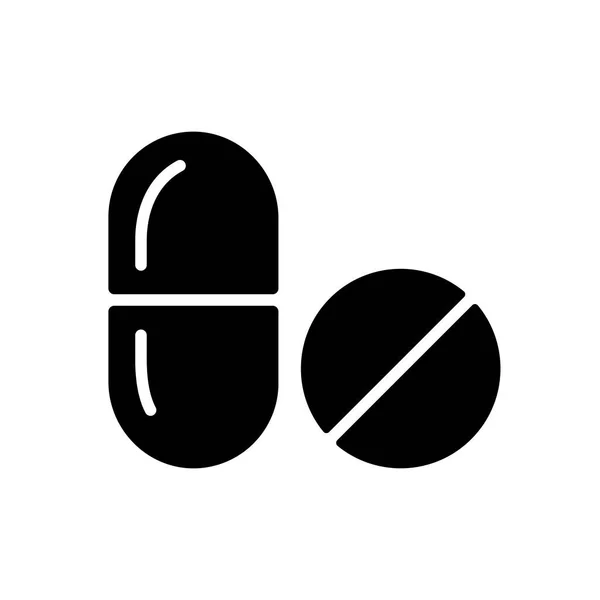 Tabletten Und Pillenvektorglyphen Symbol Medizin Und Gesundheitswesen Medizinische Unterstützung Zeichen — Stockvektor