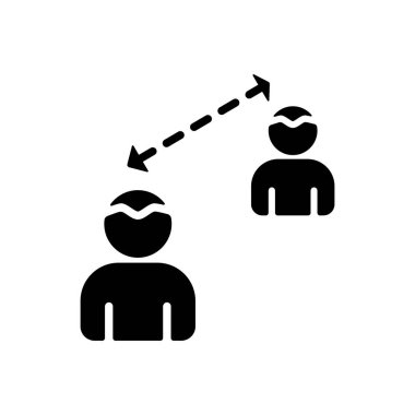 Sosyal uzaklık sembolü vektörü. Karantina ölçüleri işareti. Coronavirus. Tıbbi web sitesi ve uygulama tasarımı için grafik sembolü, logo, uygulama, UI