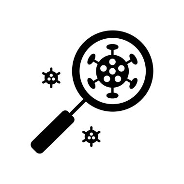 Büyüteç vektör simgesi altında Coronavirus. Roman Coronavirus. Tıbbi web sitesi ve uygulama tasarımı için grafik sembolü, logo, uygulama, UI