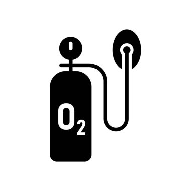 Tıbbi oksijen silindirli vektör simgesi. Tıbbi işaret. Coronavirus. Tıbbi web sitesi ve uygulama tasarımı için grafik sembolü, logo, uygulama, UI