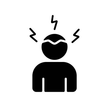 Romantik Coronavirus semptomları vektör sembolünü baş ağrısı yapar. Tıbbi web sitesi ve uygulama tasarımı için grafik sembolü, logo, uygulama, UI