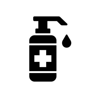 Dezenfekte edici sıvı sabun sembolü ile elini yıkıyorsun. Coronavirus. Tıbbi web sitesi ve uygulama tasarımı için grafik sembolü, logo, uygulama, UI