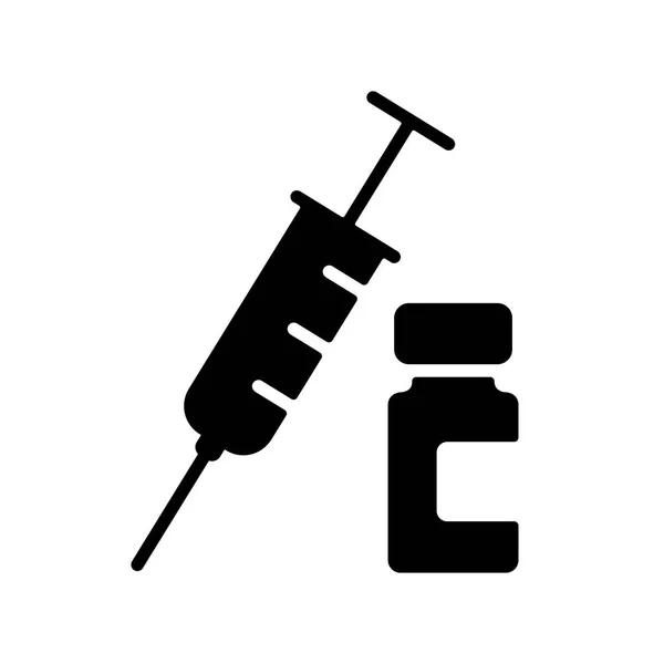 Lékařská Ampulka Ikona Vektorového Glyfu Stříkačky Lékařské Znamení Grafický Symbol — Stockový vektor