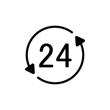 Servis 24 saat vektör simgesi. E-ticaret tabelası. Web sitenizin tasarımı için grafik sembolü, logo, uygulama, UI