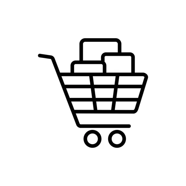 Carrito Compras Con Caja Icono Signo Comercio Electrónico Símbolo Gráfico — Vector de stock