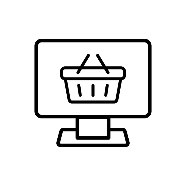 Computer Display Shopping Cart Icon Vector Online Shoping Basket Symbol — Stock Vector