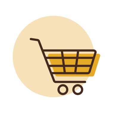 Alışveriş merkezi arabası izole edilmiş vektör ikonu. E-ticaret tabelası. Web sitenizin tasarımı için grafik sembolü, logo, uygulama, UI. Vektör illüstrasyonu, EPS10.